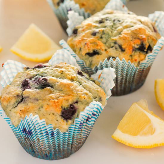 Healthy Lemon Blueberry Muffins