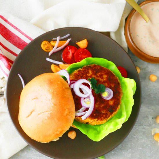 Spicy Garbanzo Bean Burger