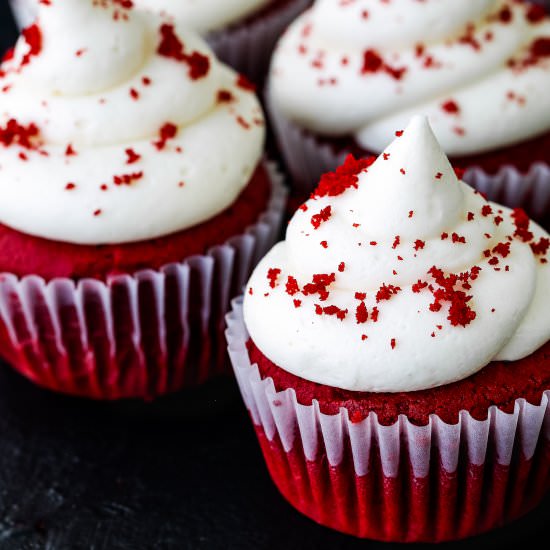 Eggless Red Velvet Cupcakes