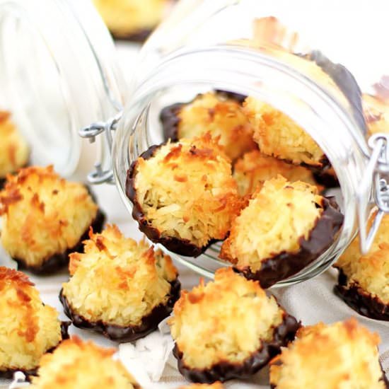 CHOCOLATE DIPPED COCONUT MACAROONS