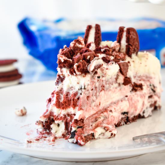 Red Velvet Oreo No-Bake Cheesecake