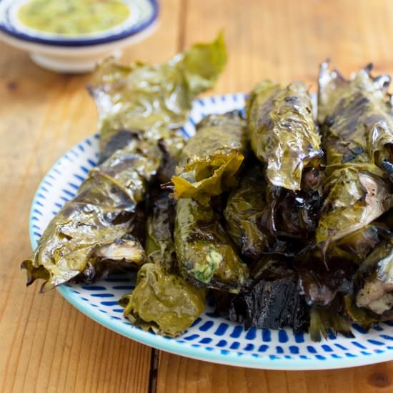 Grilled Sardines In Grape Leaves
