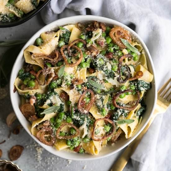Creamy Pappardelle with Peas