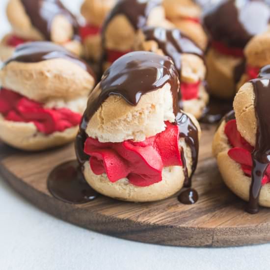 Red Velvet Profiteroles