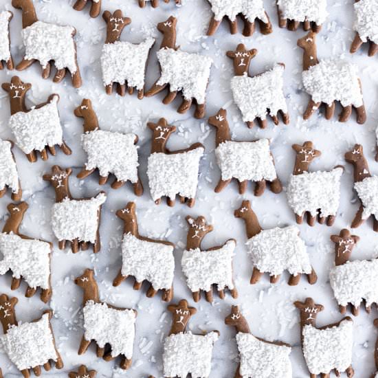 GINGERBREAD COCONUT LLAMA COOKIES