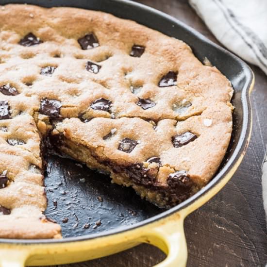 Dark Chocolate Chunk Skillet Cookie