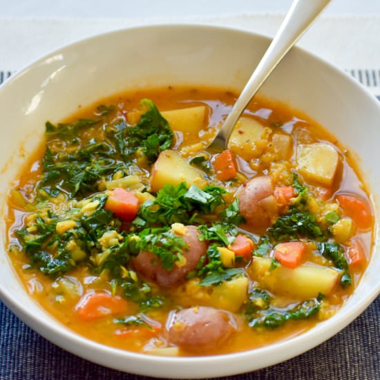 Curried Red Lentil and Potato Soup