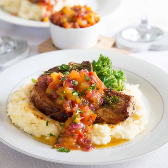 Pan Fried Pork Chops & Peach Salsa