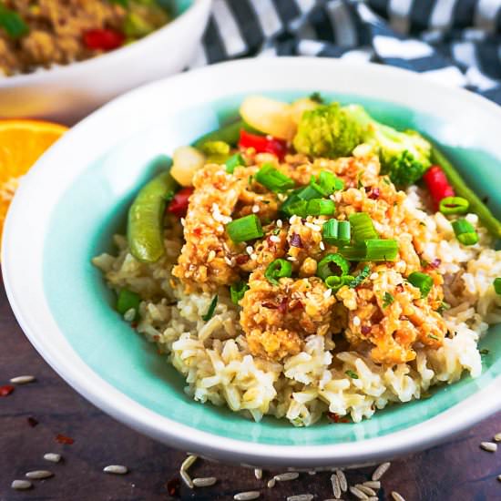 Ground Orange Chicken Rice Bowl