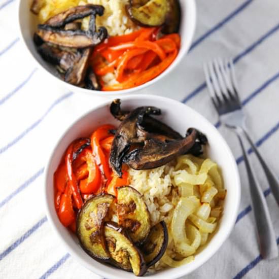 Roasted Vegetable Rice Bowls