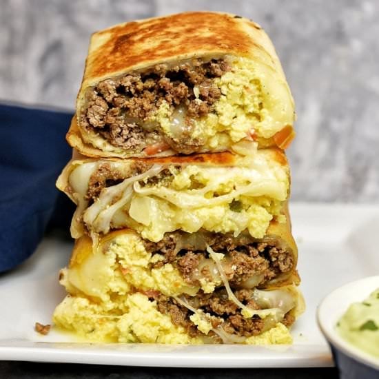 Cheesy Beef Breakfast Burrito
