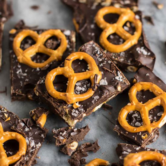 Chocolate Sea Salt Pretzel Bark