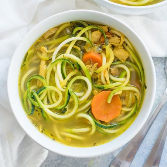 Turmeric Chicken Zoodle Soup
