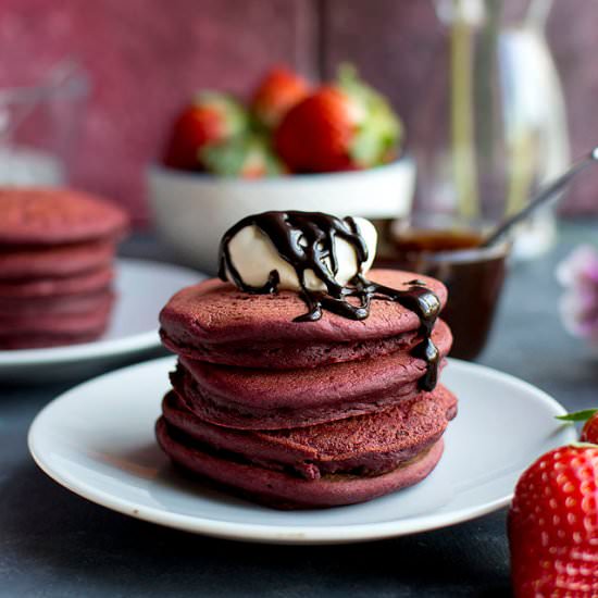 Vegan Red Velvet Pancakes