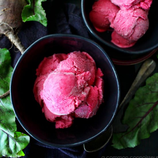 beet + honey goat cheese ice cream