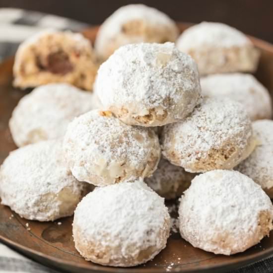 Nutella Stuffed Snowball Cookies