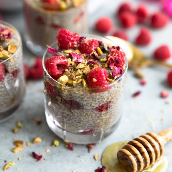 Raspberry Rose Chia Pudding