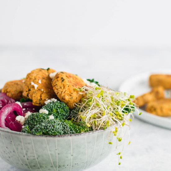 Baked Sweet Potato Falafel Bowls