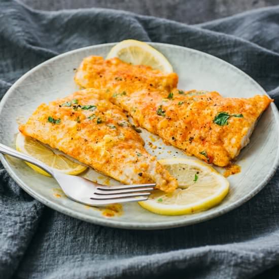 Lemon baked cod with parmesan