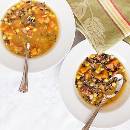 Wild Rice Sweet Potato Corn Chowder