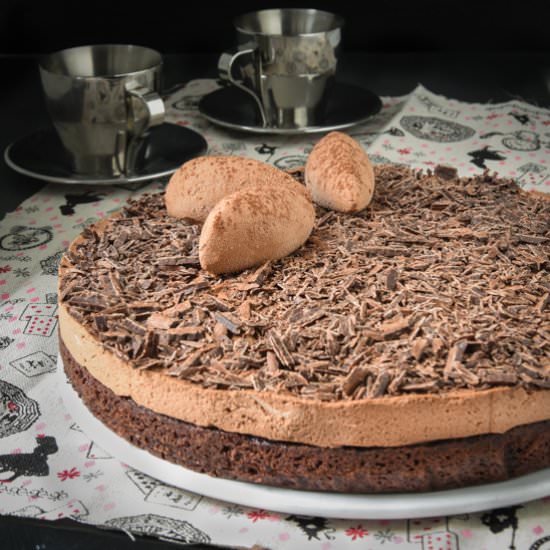 Brownie with chocolate mousse