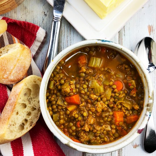 Smoky Lentil Soup with Sausage