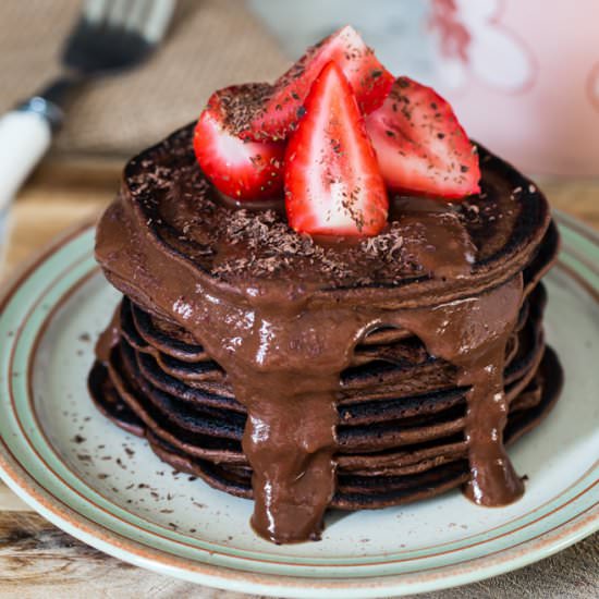 Oaty Choc Pancakes With Choc Sauce