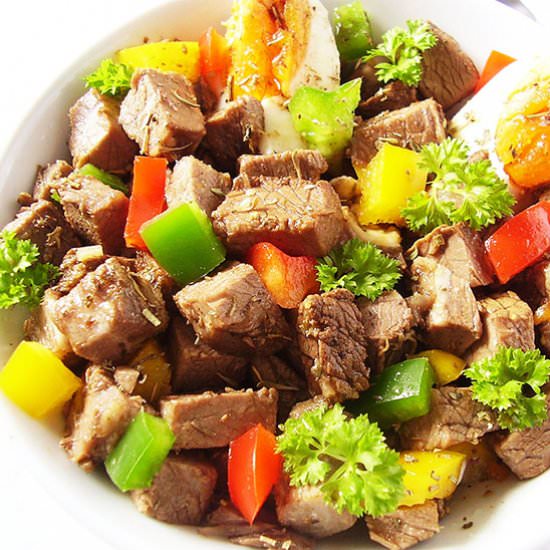 Beef (Broth Leftovers) and Bell Peppers Salad