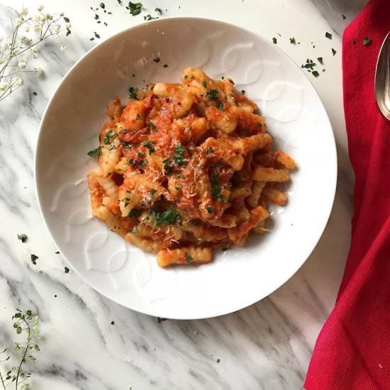 Roasted Red Pepper Sauce Cavatelli