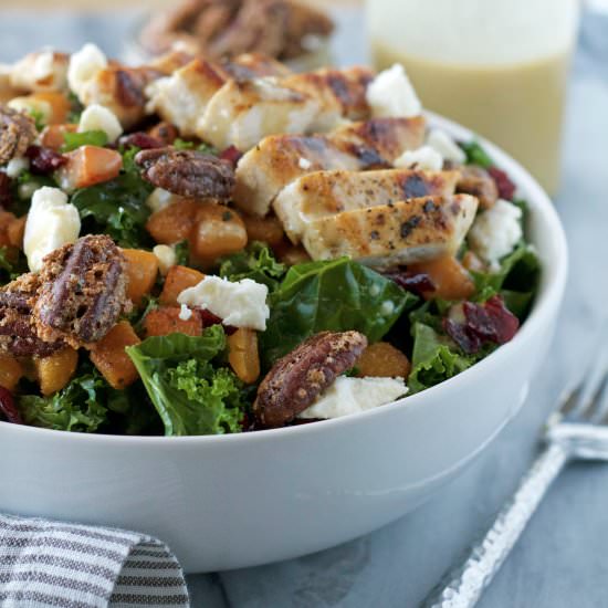 Squash & Candied Pecan Kale Salad