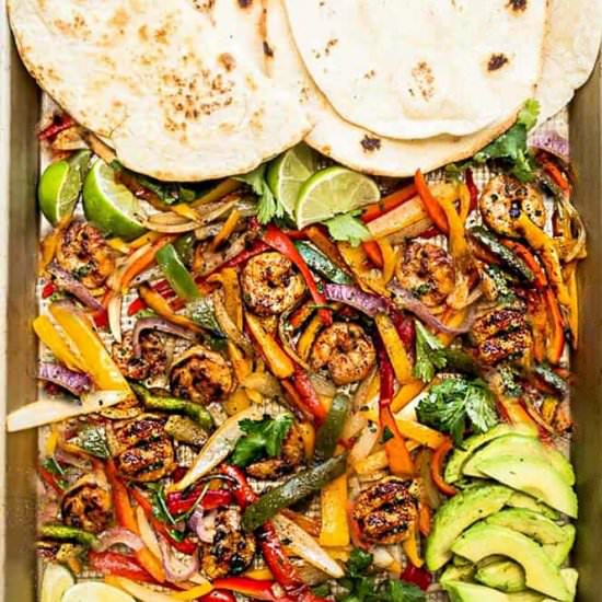 Sheet Pan Shrimp Fajitas
