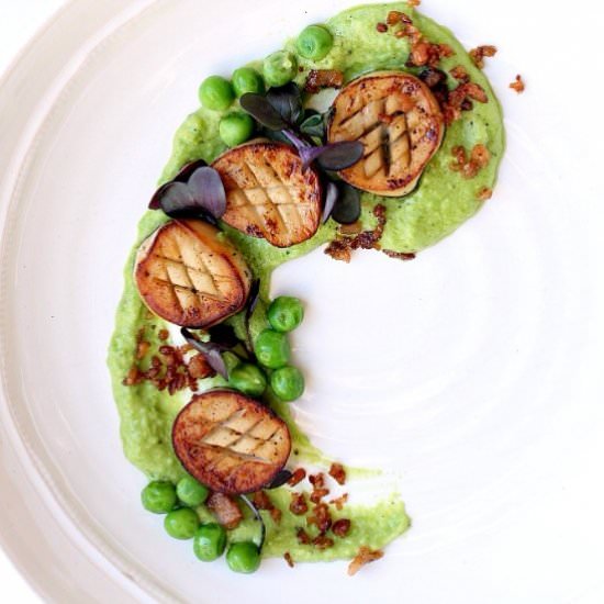 Vegan Scallops with Pea Puree