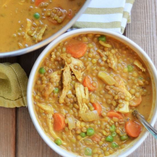 Curried Chicken Soup with Lentils