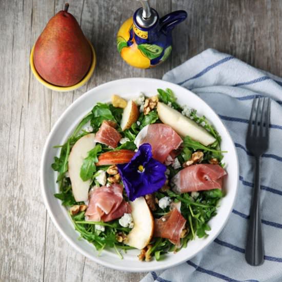 Arugula Prosciutto Pear salad