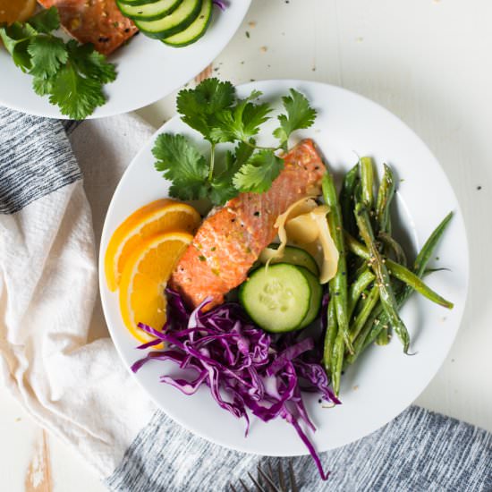 Sheet Pan Ginger-Orange Salmon Bowl