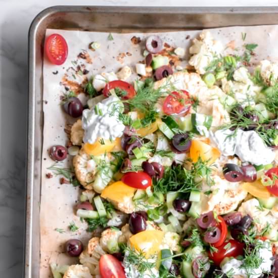 Loaded Mediterranean Cauliflower Nachos