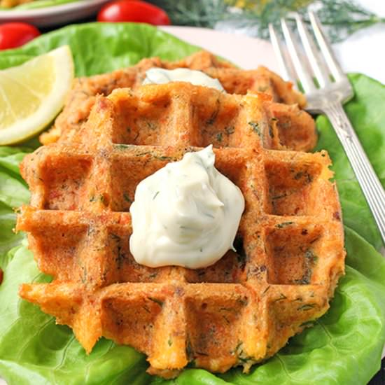 Paleo Salmon Cake Waffles