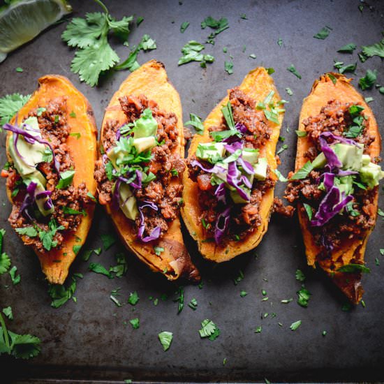 paleo chili stuffed sweet potatoes