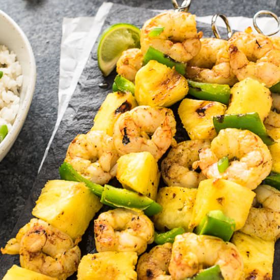Curried Shrimp Pineapple Skewers