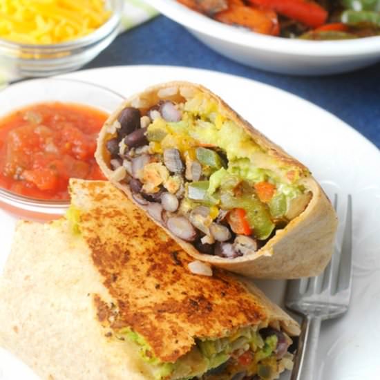 Mushroom Fajita Black Bean Burritos