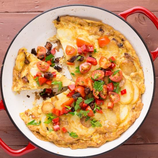 Spanish Omelette With Chorizo Salsa