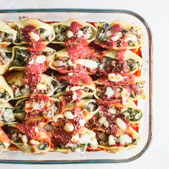 Beef and vegetable stuffed shells