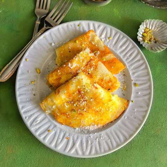 Patishapta – Saffron Cardamom Crepe