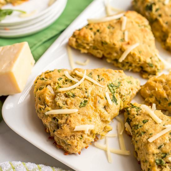 Whole wheat spinach cheddar scones