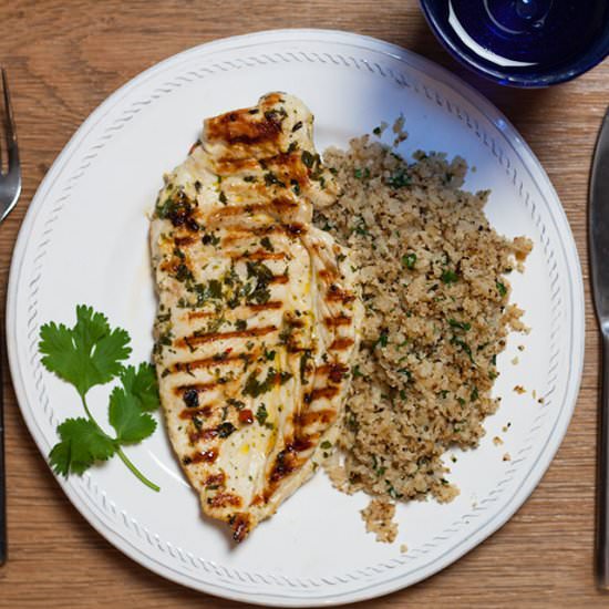 marinated chicken with cauliflower
