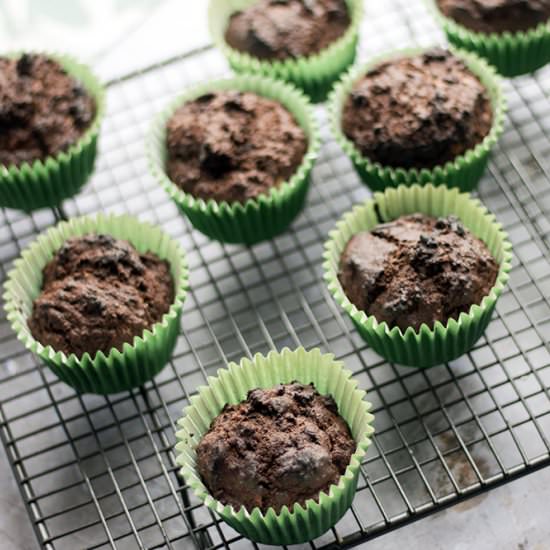 Healthy chocolate muffins with kale