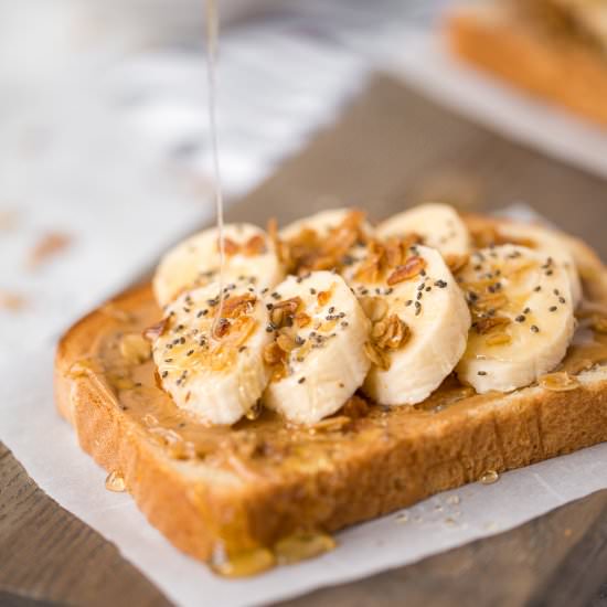 Banana Toast with Granola and Honey