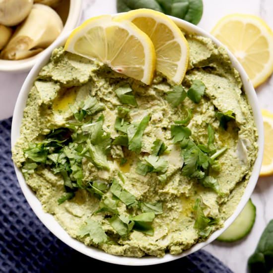 Creamy Spinach & Artichoke Hummus