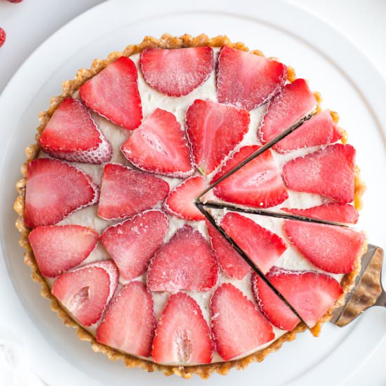 Strawberry Vanilla Vegan Cheesecake
