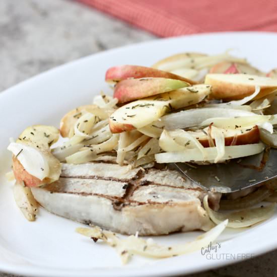 Grilled Pork Chops with Apples